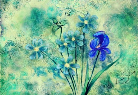 Blue flowers - flowers, blue