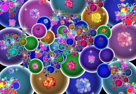 Color DNA - bubbles, flowers