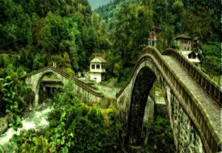 double bridge in Artvin                 Turkey - artvin, turkey, double, bridge