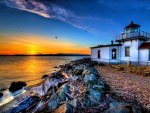 Rocky driftwood lighthouse