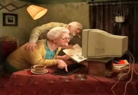 Keeping pace - computer, learning, elderly, couple