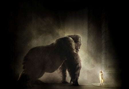 King Kong - movie, woman, painting, gorilla