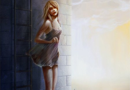 die without you - artistic, women, mood, anime, painting, dress, alone, hair