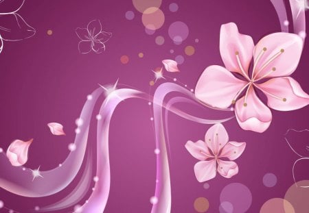 Flowers - flower, pink, spring, vector, abstract