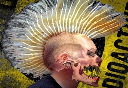 Radioactive Mowhawk - fun, enhanced, compo, composition, colorful, funny, fantasy, art, abstract, ghool, color, humor, scarey, artistic