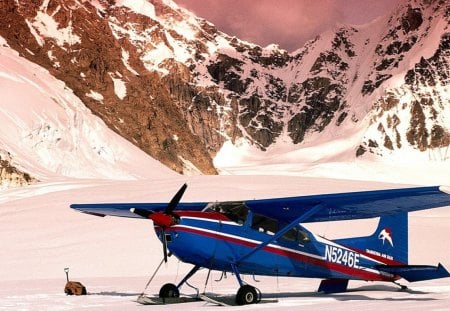 White And Blue - white, winter, airplane, blue