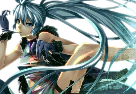 Chinese Miku - flowing hair, chinese, miku, gloves