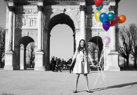 life colors - black withe, paris, balloon, france, life