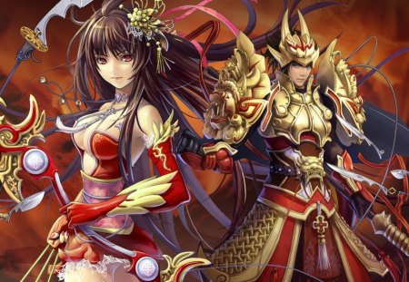 Samurai Couple - game, anime, warrior, couple, samurai