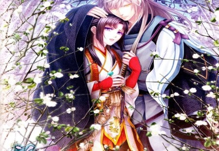 Gentouka&Shiki - couple, game, hiiro, kimono, flowers, cg