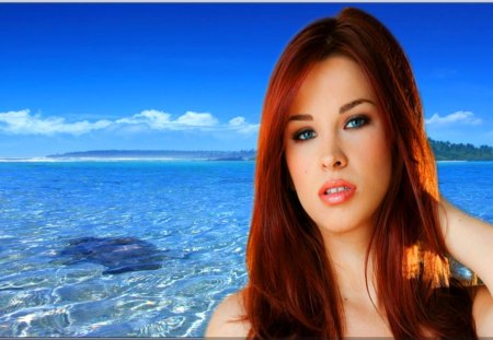 Beautiful Redhead By The Sea