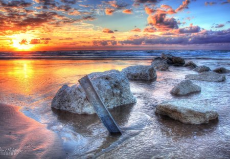 Sunset at the Beach - nature, sky, beach, sunset