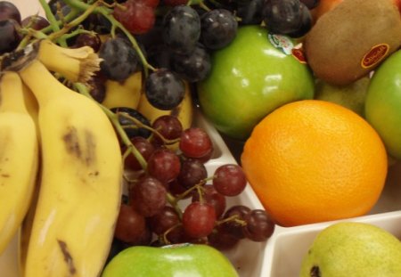 Fruit Platter - photography, grapes, apples, banannas, oranges, digital, fruit, yummy, pears