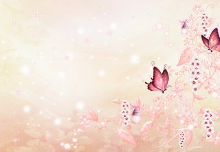 Pink Fantasy - nature, fantasy, pink, butterflies