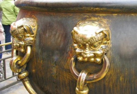 Water Pots in Forbidden City - water, brass, forbidden city, pots