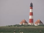 tall lighthouse in a french countryside