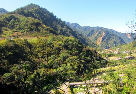 Overlooking - scenery, overlooking, bridge, mountain