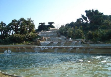 Waterfalls - Montjuic Park, waterfalls, Barcelona, Spain