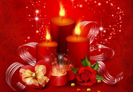 Valentine flame - nice, roses, gift, heart, candles, fire, flame, pretty, romance, holiday, ribbon, love, passion, background, valentine, lovely, romantic, red, beautiful, clipart, flowers