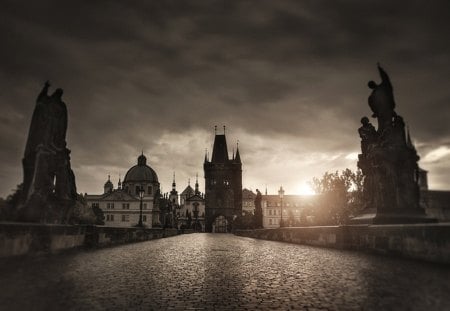 Sepia - city, sepia, architecture, town