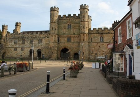 Battle Abbey & shops,Battle near Hastings - medieval architecture, tourist attraction, abbey, battle abbey