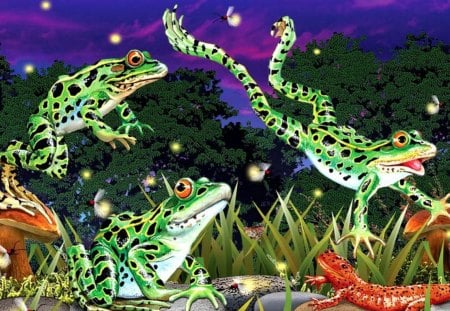 Hoppers - frogs, lizard, fireflies, water