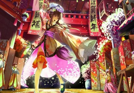 I Feel Like A Princess!!! - anime, people, beautiful, dress, girl, flowers, music, colorful, instruments