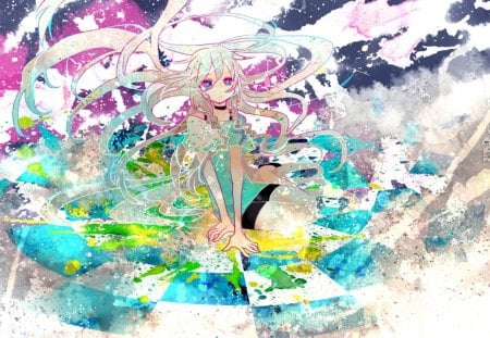 Fade Away - colorful, laying, anime, girl, long hair