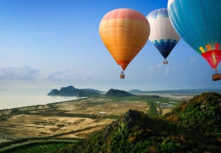 Air balloon - air, landscape, balloons, city, sky