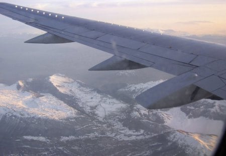 Mountains Below - wing, mountains, sky, flight