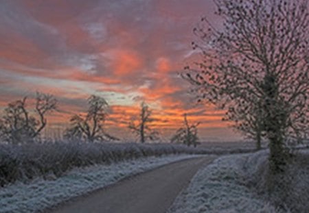 Winter sunset - sky, winter, beauty, clouds, sunset