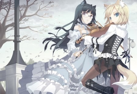 Viola Duet - neko, girl, pretty, light, cute, dress, blonde