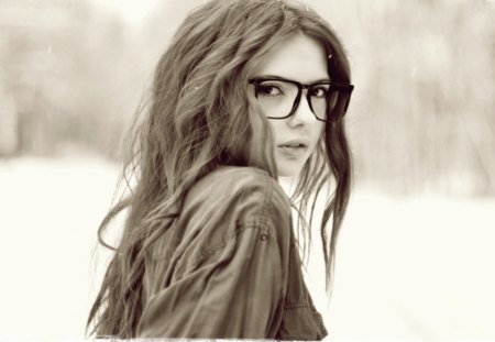 She - woman, glasses, model, hair