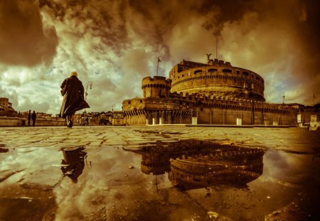 Roma - street, sunset, vatican, europe, history, roman, reflection