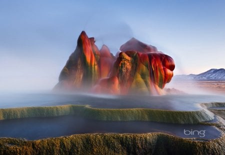 Fly Geyser - Geyser, Steam, Nevada, Colorful