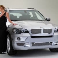 blonde, dress and car