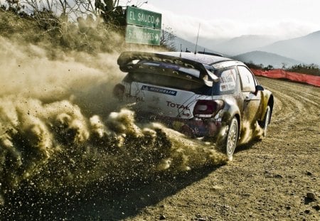 citro�n-ds3-wrc - dust, road, car, citroen