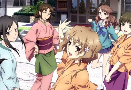 Hanasaku Iroha - tomoe wajima, yuina wakura, anime, minko tsurugi, ohana matsumae, nako oshimizu, manga