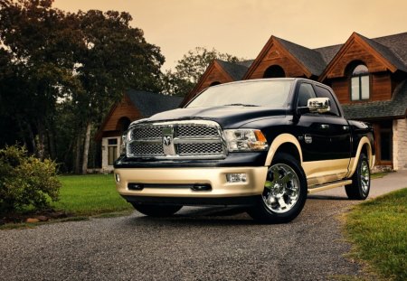 dodge laramie - laramie, house, dodge, car