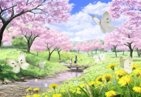 Thats what i call a spring day - river, blossoms, dandelions, butterflies, spring