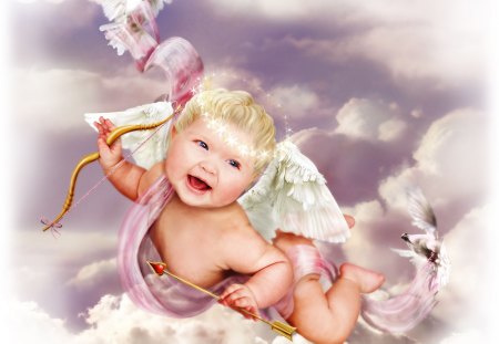 Baby cupid - love, doves, baby, cupid, amor