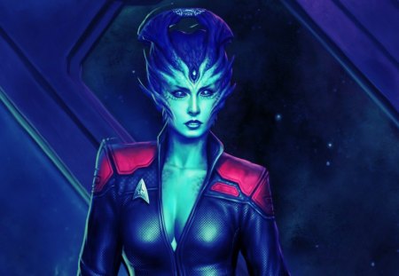 Star Trek Online - woman, star trek, girl, fantasy, alien, online, purple, game, pink, blue