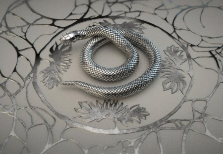 Snake - metal, abstract, gray, snake