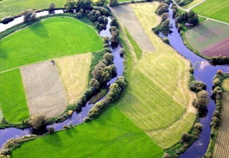 nature seen from above - nature, seen, lake, green, above