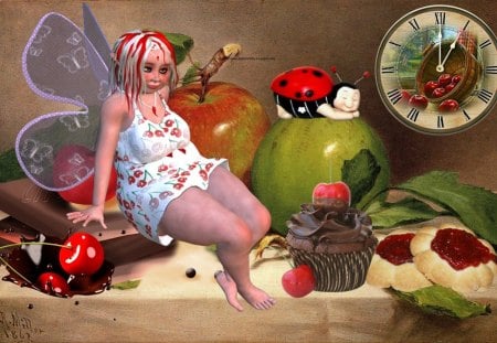 Fetty - ladybug, food, fairy, cake, still life