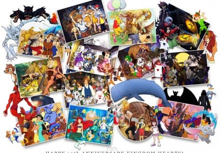 Kingdom Hearts 10th Anniversary - characters, colorful, square enix, kingdom hearts, disney, video game