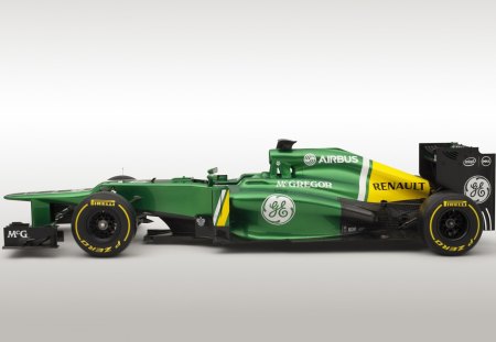 Caterham CT03 - black rims, race car, racing, green