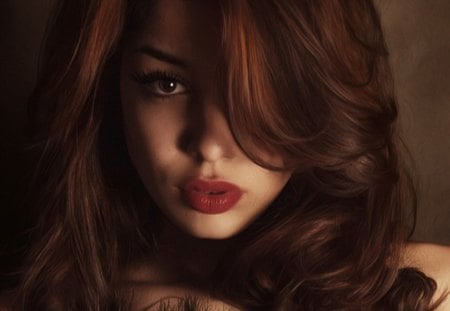 ✿ - lips, red, brown, eyes, brunette