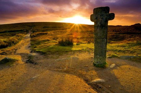 SUNSET - sky, road, sunset, landscape