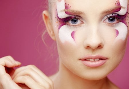 Artistic makeup - face, style, pretty, model, makeup, hands, eyes, art